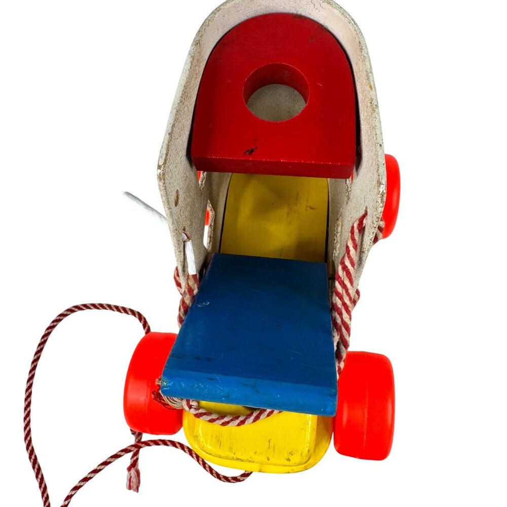 Playskool Wooden Pull Along Toy Shoe Lace Up People Figures 1970s Vtg Toddler - Picture 10 of 13